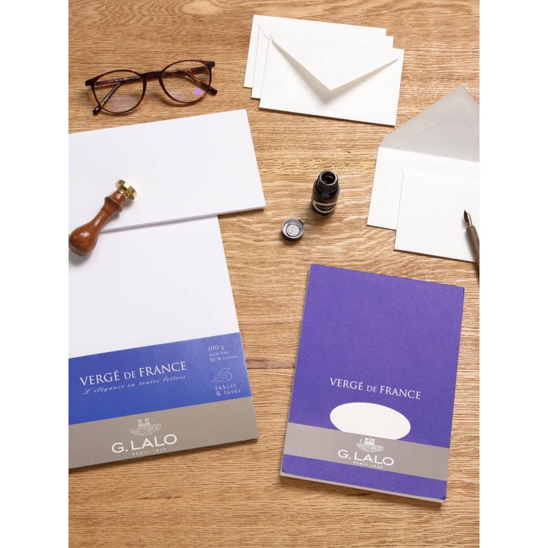 Exacompta Lalo 11416L - Pad of 50 Plain Laid Sheets A5  100 g  Verg? De France  Ivory - Image 2